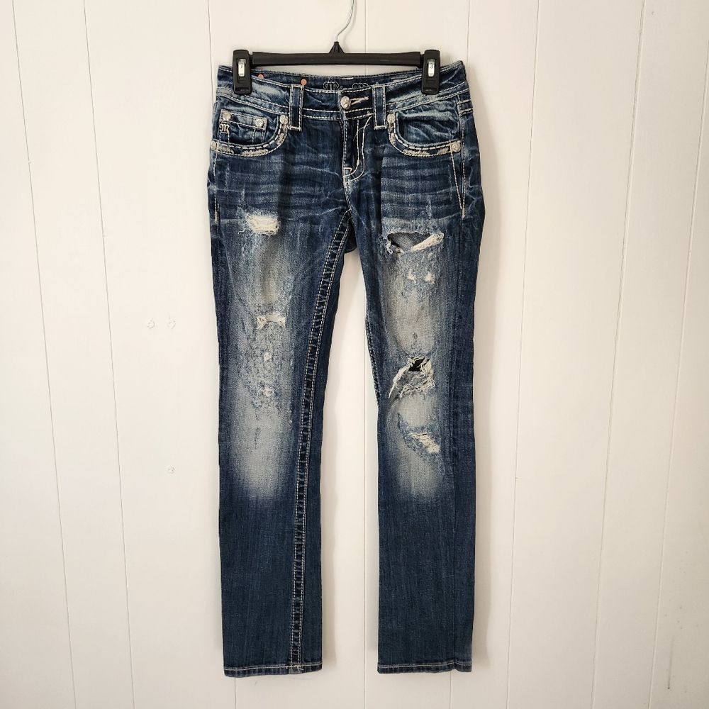 Miss Me Signature Boot Distressed Embellished Jeans